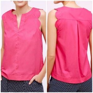 Anthropologie Maeve Tank Top Scalloped 6 pink